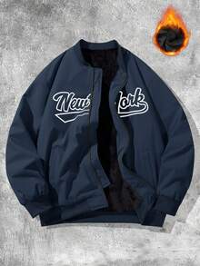 Aesthetic Post 男士字母印花保暖拉链夹克外套