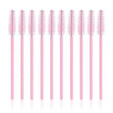 50/100/200/500 Piezas Cepillos desechables negros para pestañas, varitas de rímel, aplicadores de maquillaje mini para cejas - Rosa - Ver 4