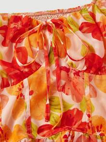 SHEIN MOD Áo sơ mi nữ màu cam họa tiết hoa, tay phồng, thắt nơ phía trước, thích hợp cho mùa xuân/hè, lễ tình nhân, thanh lịch, trang phục nghỉ dưỡng, họa tiết hoa, mùa hè cho nữ, mùa xuân, kỳ nghỉ hè, áo hoa, áo hoa màu cam, áo kiểu nữ thanh lịch bằng vải chiffon mềm mại, cổ tim họa tiết hoa, tay phồng, áo dài tay họa tiết hoa, áo kiểu màu cam, màu sắc hoàng hôn, kỳ nghỉ, áo kiểu Tequila Sunrise, phong cách Cottagecore, trang phục nghỉ dưỡng, tiệc trà, lễ tốt nghiệp. - Nhiều màu - Xem 6