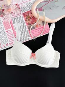 FairyFlirt 1pc Lace Patchwork Supportive Women's Lingerie - White - View 6