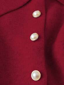 Franclia Áo khoác cardigan cổ tròn kim loại hình sao biển cỡ lớn thanh lịch, thắt eo, phong cách blogger, thiết kế châu Âu và Mỹ - Màu Đỏ Sâu - Xem 3