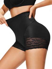 SHAPORA 1 Quần lót định hình ren vá thoải mái tối giản cho nữ - màu đen - Xem 1