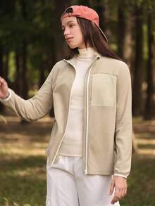 In My Nature Women's Casual Versatile Outdoor Fleece Jacket, Autumn/Winter - Khaki - View 4