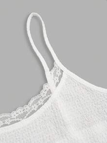 Sweetra New Slim Fit Stretchy Lace Trim Sexy Camisole Top For Women, Spring/Summer - Black and White - View 12