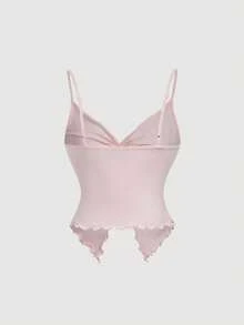 SHEIN MOD 女士扭结前襟交叉无袖上衣，可爱上衣，浅粉色吊带衫 - 淺粉色 - 查看 2