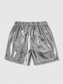 ROMWE MEN 男士简约银色休闲短裤 - 銀色 - 查看 2