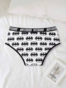 BATMAN X SHEIN Men's Letter Tape Logo Pattern Comfortable Fashion Briefs