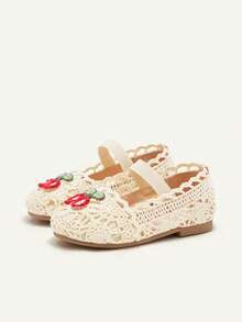 Cozy Pixies 1 Paar vielseitige Cut Out-Design Kirsche Mädchen/Kleinkind weiße Landhaus Prinzessin Ballerinas, geeignet für alle Jahreszeiten - cremefarben - Übersicht 5