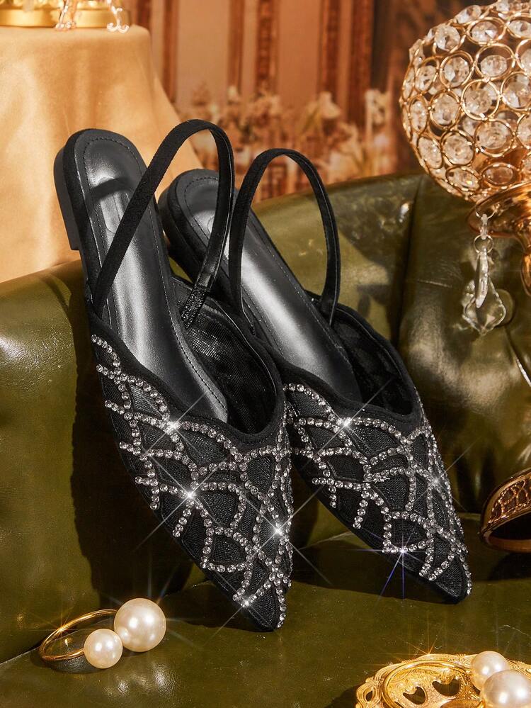 CUCCOO TILAWA Women's Fashionable & Elegant Commuting Rhinestone Decorated Flats