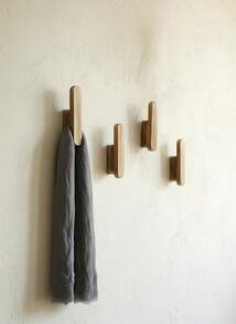 Cirelle 手工制作的乡村风格木质墙壁挂钩，用于悬挂外套和帽子，是理想的入口、卧室和浴室储物整理礼物，适合生日毕业典礼、拉玛舒适卧室、舒适家居、民宿装饰、宿舍必需品、返校使用 - 鏽棕色 - 查看 2