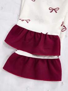 SHEIN 2件套女童蝴蝶印花长袖开衫和裤子休闲舒适家居服套装 - 彩色 - 查看 7