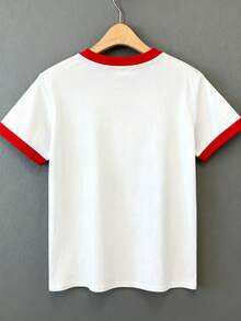 Resyla Áo thun nữ cổ tròn tay ngắn họa tiết quả anh đào Colorblock - Nhiều màu - Xem 2