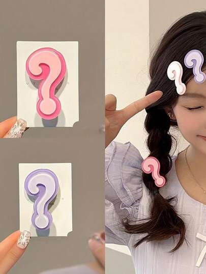 1pc Candy Colored Fun Question Mark Hair Clip Creative Bangs Exude New Summer Women's Hair Accessories Gradient Question Mark Hair Clip Cute Hair Clip Fun Design Casual Style Exude Control Fashion Hair Clip Decoration Hair Clip Youth Hair Clip