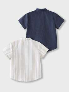 SHEIN 2PCS Young Boys Shirts - Multicolor - View 3
