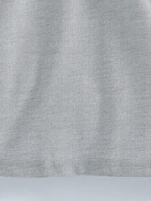 Genkimix Kids 年轻女孩休闲运动风格半拉链插肩长袖连帽宽松连衣裙 - 灰色 - 查看 7