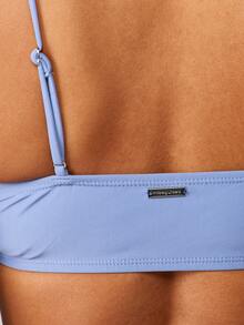 MISSGUIDED 圆领比基尼上衣，配有可调节肩带和后背扣，适合海滩、游泳池、夏季度假穿着。 - 藍色 - 查看 5