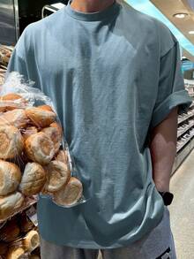 DAZY Men's Solid Color Drop Shoulder T-Shirt - Blue - View 2