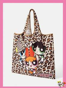 THE POWERPUFF GIRLS X SHEIN 1包，三人女警袜子玩偶应用程序折叠手提包，适合女性 - 多色18 - 查看 2