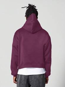 SUMWON Oversized Winter Graphic Logo Pullover Hoodie Centre Pocket Front Drawstring Casual Streetwear College Fashion Statement - Burgundy - View 2