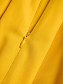 Franclia Women's Casual Simple Versatile Pleated A-Line Skirt, Spring/Autumn - Yellow - View 3