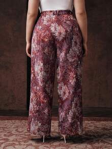 Anewsta 大码女式复古优雅修身提花图案连衣裙裤，适合秋季、冬季、新年穿着，优雅、别致、时尚，圣诞节、外出皆宜 - 紅色 - 查看 7