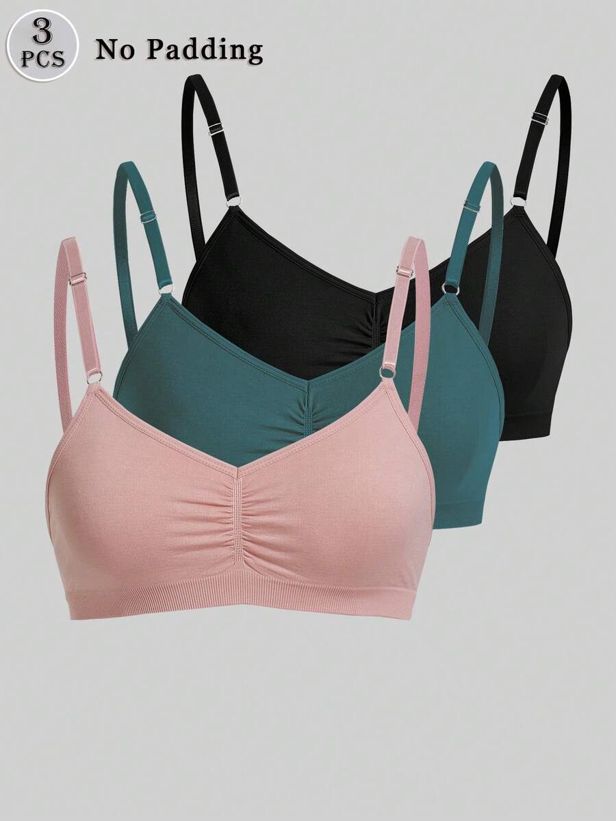 SHEIN 3pcs/Set Bras & Wireless Bras (Wireless) Bra Combo - Multicolor - View 1