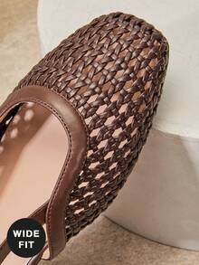 SHUZIA Women's Wide-Fit Round Toe Comfort Soft PU Slip On Flats - Brown - View 7