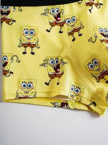 SpongeBob SquarePants | SHEIN Men's Comfortable Cute Soft Cartoon Pattern Trunks - Multicolor - View 7