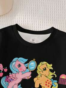 My Little Pony X SHEIN 女童秋季休闲小马印花卫衣 - 白色 - 查看 4