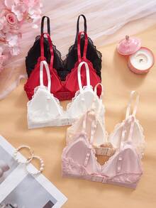 SHEIN 5件套法式浪漫蕾丝内衣套装 - 彩色 - 查看 2