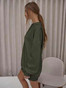 MUSERA Đầm nỉ dáng rộng khoét lưng hở tay, thanh lịch, dễ thương, gợi cảm, thích hợp cho buổi tối đi chơi. - Màu Khaki - Xem 4