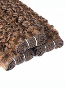 Cioccolato Marrone Ricci Capelli Umani Bundles #4 Marrone Ricci Birmani Capelli Vergini Brasiliani Remy 3 Bundles Estensioni Doppia Trama Per Donne