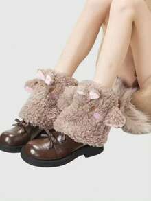 ROMWE Kawaii Women Leg Warmers - Brown - View 4