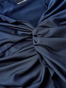 SHEIN MOD 女士扭纹前交叉无袖上衣，可爱上衣，海军蓝吊带背心 - 藏蓝色 - 查看 3