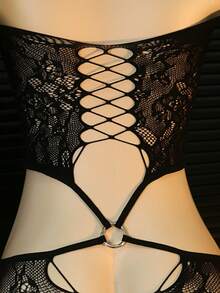 1 pieza Vestido sexy de mujer con hombros descubiertos y calado