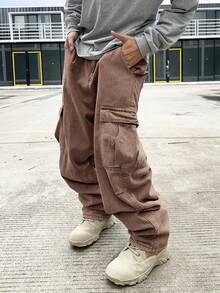 Manfinity EMRG Loose Fit Denim Pants - Brown - View 8