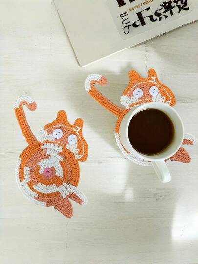 Joivida Gewebte Katzen Untersetzer hitzebeständige Tischschutz für heiße und kalte Getränke, charmantes Katzenmotiv, Heimdekoration, perfektes Geschenk für Katzenliebhaber, Weihnachtsstrumpffüller, Muss-haben für die Feiertage