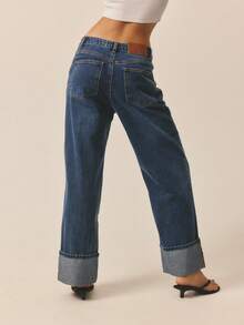 Aralina Quần Jeans Denim Hở Lưng Mùa Đông / Mùa Hè - Rửa trung bình - Xem 2