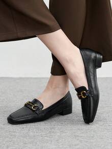 CUCCOO BIZCHIC 女士时尚百搭通勤金属装饰乐福鞋 - 黑色 - 查看 3