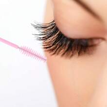 50/100/200/500 Piezas Cepillos desechables negros para pestañas, varitas de rímel, aplicadores de maquillaje mini para cejas - Rosa - Ver 5