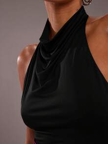 SHEIN BAE Women's Solid Color Minimalist Backless Camisole,Summer Top - Black - View 6