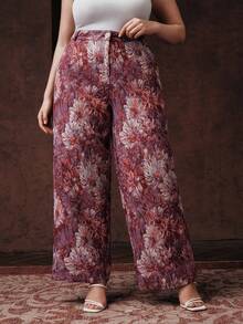 Anewsta 大码女式复古优雅修身提花图案连衣裙裤，适合秋季、冬季、新年穿着，优雅、别致、时尚，圣诞节、外出皆宜 - 紅色 - 查看 3