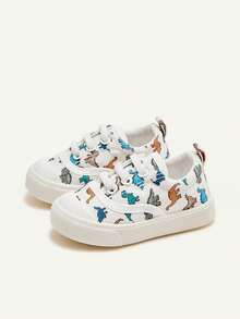 Cozy Pixies 1 Pair Toddler Boys' Cartoon Dinosaur White Fashionable Lace-Up Casual Lightweight Sneakers, Suitable For Daily Wear, Spring/Autumn - Multicolor - View 8