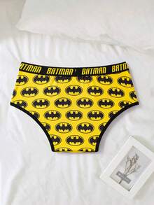 BATMAN X SHEIN 男士柔软舒适蝙蝠印花字母织带三角裤 - 黃色 - 查看 2
