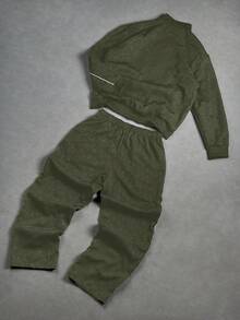 Manfinity EMRG Conjunto de chaqueta juvenil, de estilo urbano y cool - Verde militar - Ver 5