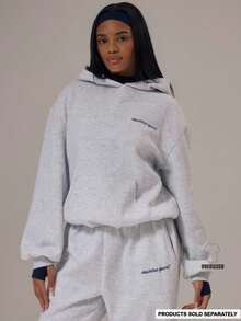 Musera Sport 运动刺绣套头连帽衫运动服上衣（仅限上衣）冬季运动健身健身服 - 灰色 - 查看 1