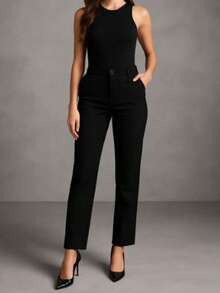 Pantalón de vestir casual recto negro - negro - Ver 5