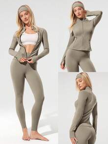 GLOWMODE 女士运动夹克 - 卡其色 - 查看 8