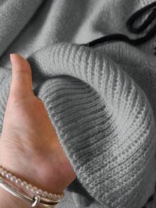 SHEIN Frenchy Women's Casual Lace-Up Long Sleeve Cardigan, Autumn/Winter - Grey - View 5