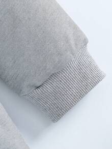 Genkimix Kids 年轻女孩休闲运动风格半拉链插肩长袖连帽宽松连衣裙 - 灰色 - 查看 6